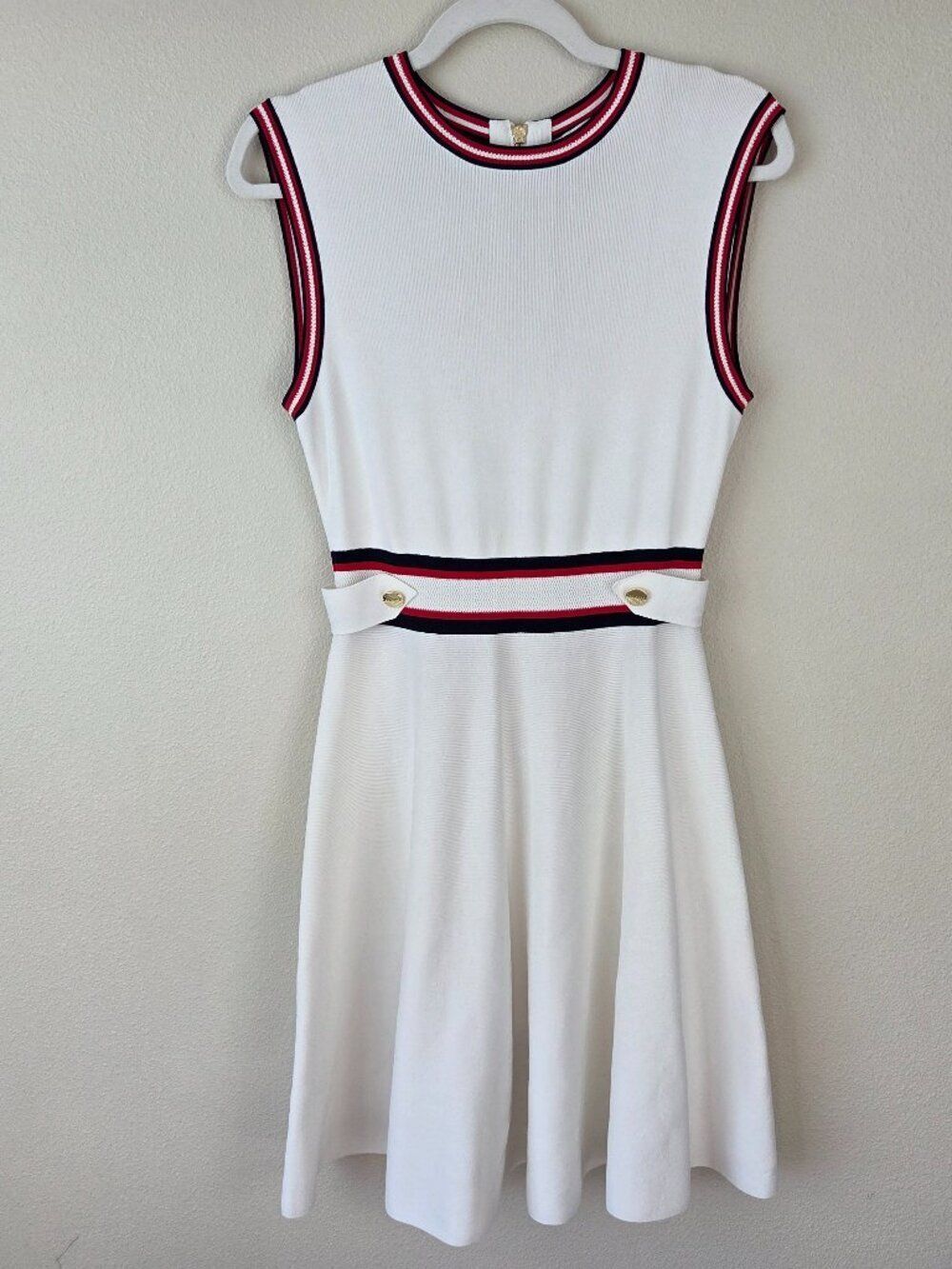 Ted Baker Apryll Sleeveless Knit Skater Dress Size 2 / 6 White Stretch A-Line - Picture 2 of 13